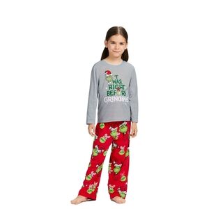 Girls Dr. Seuss Grinch Christmas Kids Pajama Set Pjs Red Green 4T NEW